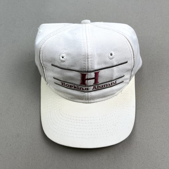 Vintage Hopkins University Hat Cap Snapback White The Game Bar Script Logo 90s - Picture 2 of 9